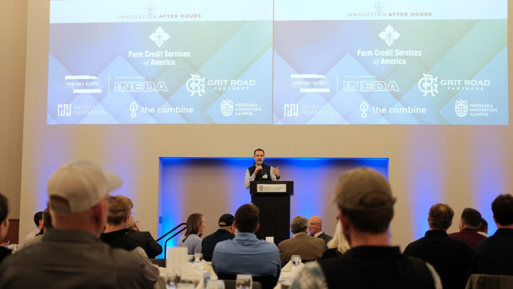 Ben Williamson, co-founder of Grit Road Partners, speaks at Innovation After Hours on Dec. 9 in Lincoln