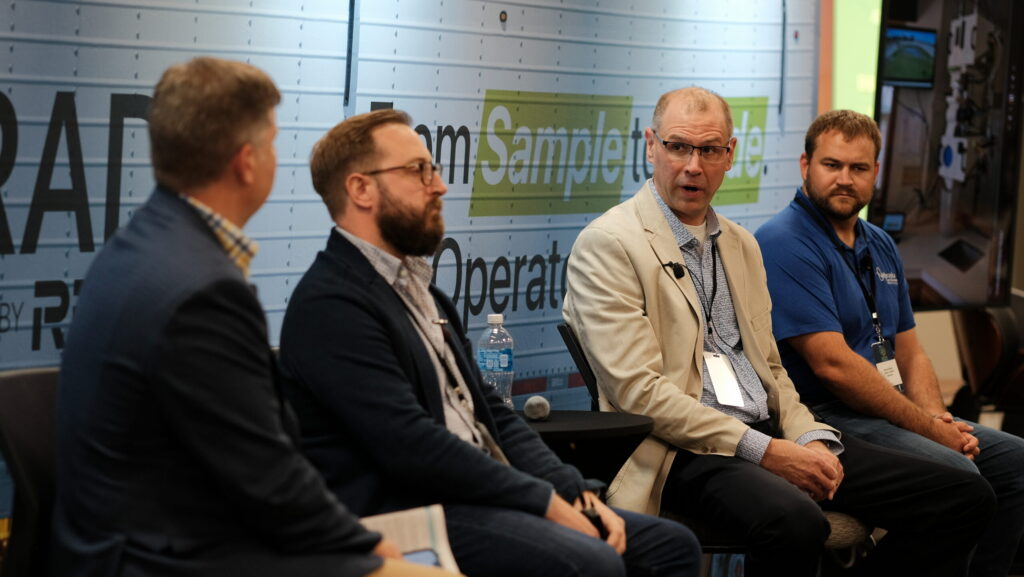Panelists of “Who Owns the Field? Ag Data, Interoperability and What’s at Stake” during AgTech Connect 2026 (from left): Joe Luck of UNL, Ehsan Soltan of Soiltech Wireless, Steve Tippery of RealmFive and Michael Dibbern of the Nebraska Corn Growers Association